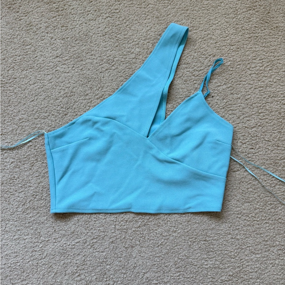 Abercrombie & Fitch Blue Asymmetrical Sleeveless Tank Top